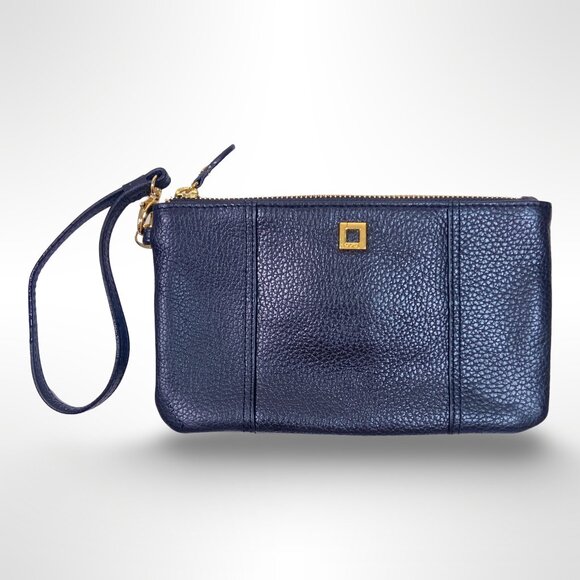 Lodis Italian Black Pebbled Leather Wristlet Wallet Clutch - Stylish & Practical - Picture 1 of 8